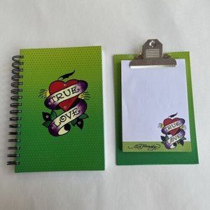 Ed Hardy Green “TRUE LOVE” Stationary Spiral Notebook & Clipboard With PadGr